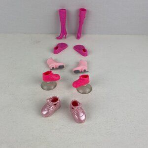 Barbie Type Pink Boots Flipper Skates Gym Shoes Kids Dolls Accessories Lot